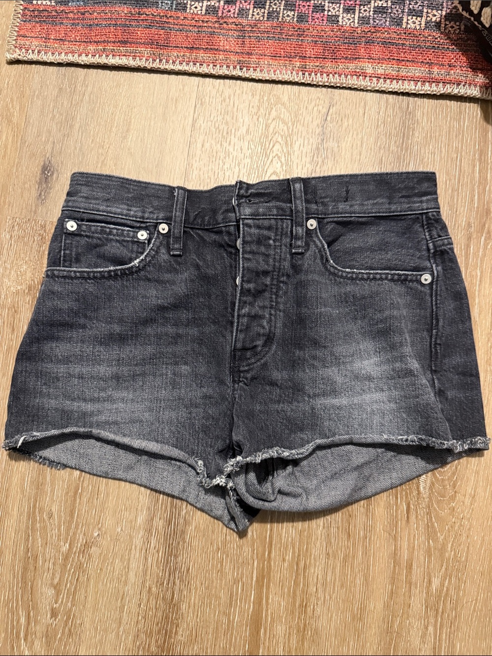 Madewell Black Washed Denim Cutoff Shorts